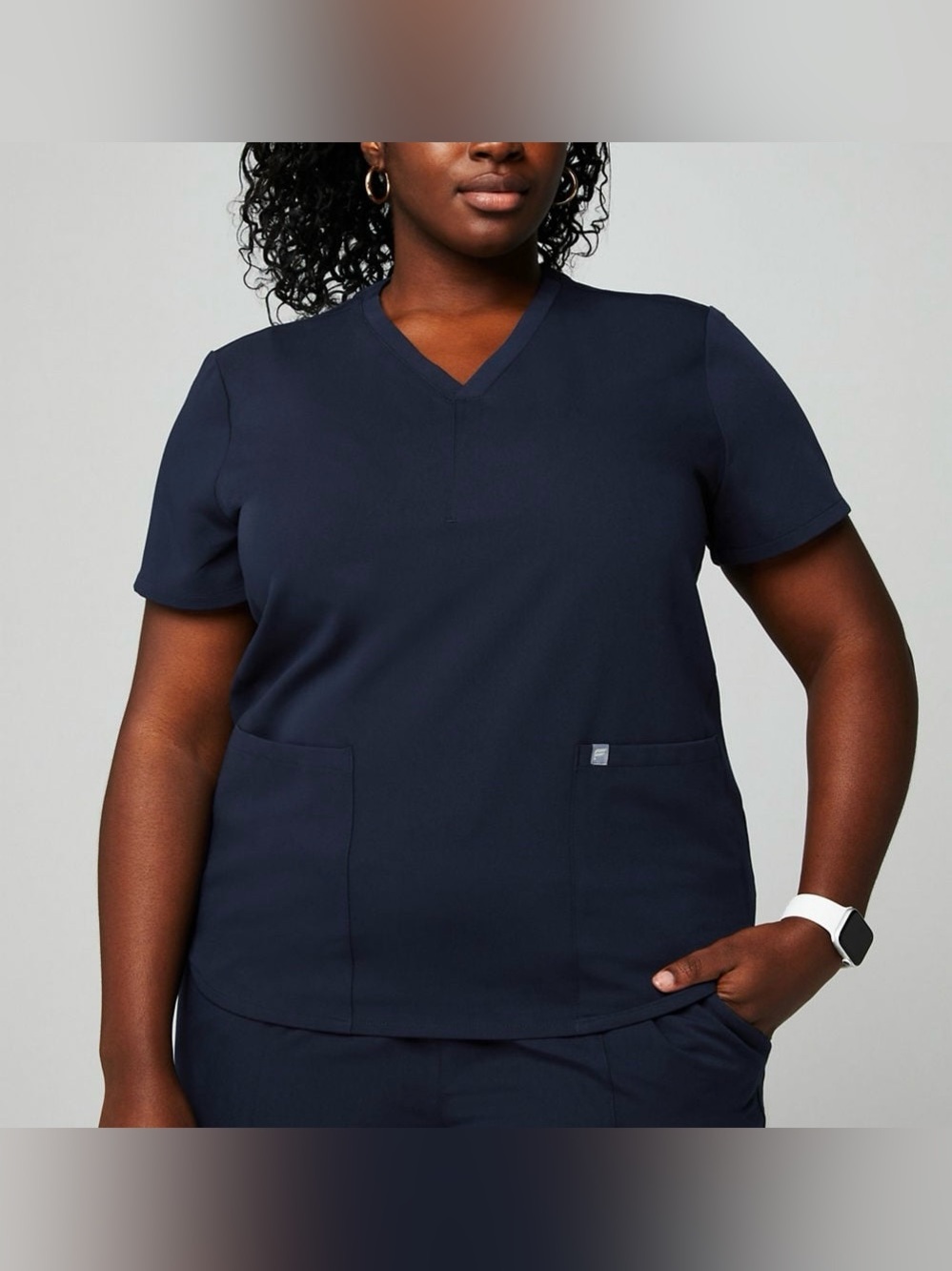 Fabletics Method 2-Pocket Short Sleeve Navy Scrub Top size 2X